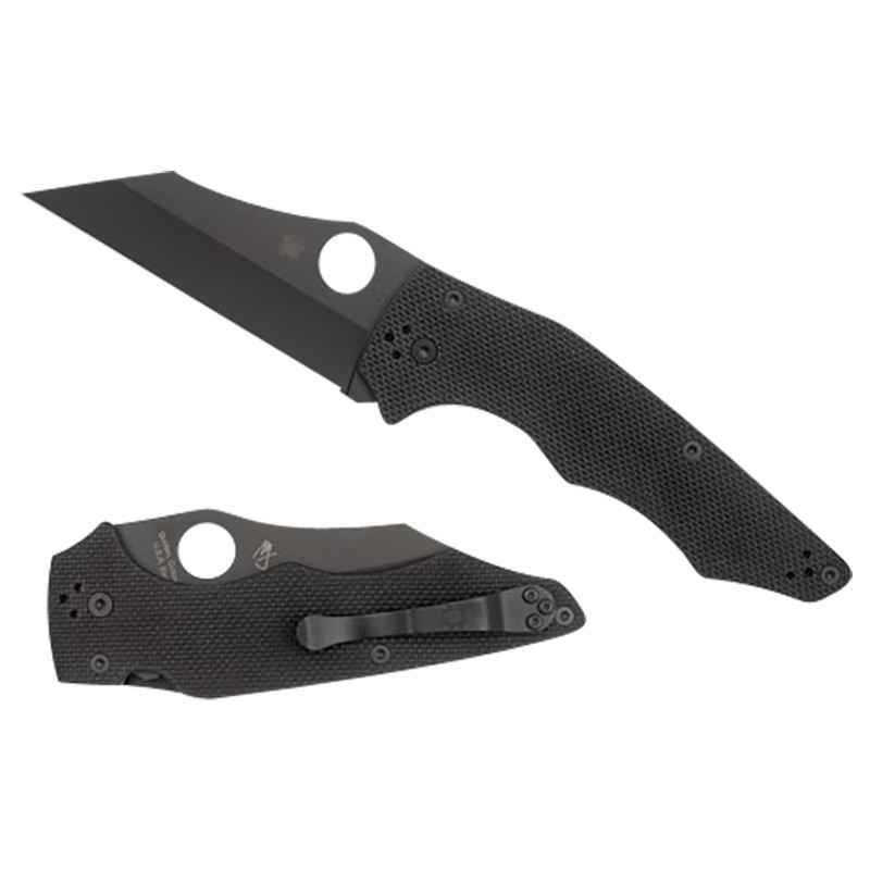 Spyderco C253GPBBK YoJumbo  3.98 Folding Wharncliffe Plain Black DLC CPM S30V SS BladeBlack Textured G10 Handle Includes Pocket 