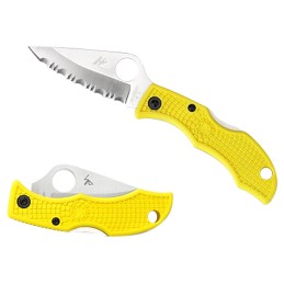 Spyderco LYLP3 Ladybug 3 Salt 1.94 Folding Plain Stonewashed H2 Steel BladeMarine Yellow BiDirectional Texturing FRN Handle