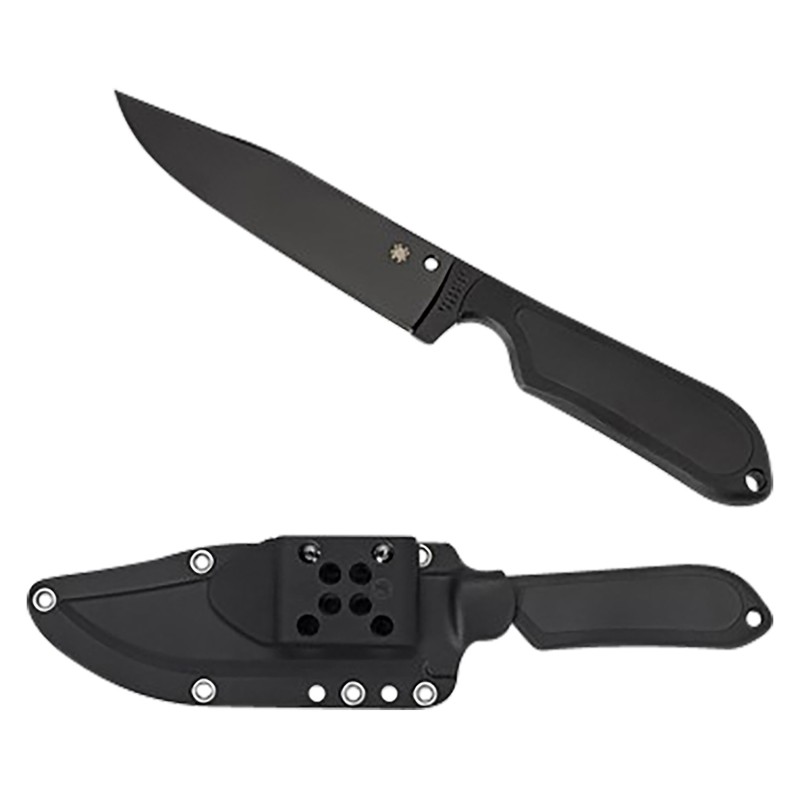 Spyderco FB04PBB Street Bowie  5.05 Fixed Clip Point Plain Black DLC VG10 SS BladeBlack Textured FRN Handle Includes Sheath wGCl