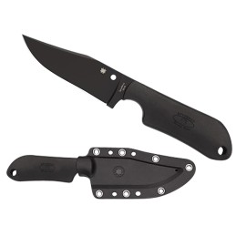 Spyderco FB15PBBK Street Beat  3.51 Fixed Bowie Plain Black DLC VG10 SS BladeBlack Textured FRN Handle