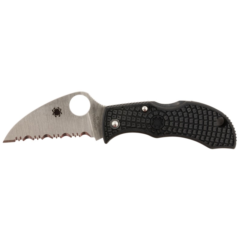 Spyderco MBKWSB Manbug  1.91 Folding Wharncliffe Serrated NonReflective Black TiCN VG10 SS Blade Black Textured FRN Handle