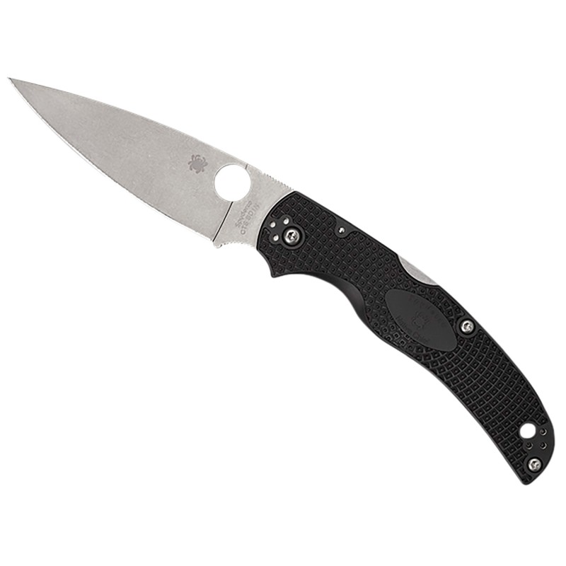 Spyderco C244PBK Native Chief Lightweight 4.02 Folding Plain Stonewashed CTS BD1N SS BladeBlack Textured FRN Handle Includes Poc