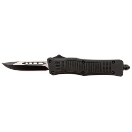 Steel River Knives MT616BDP Spartan  Mini 2.75 OTF Drop Point Plain BlackSilver 440C SS Blade 4.25 Black Aluminum Zinc Alloy Han