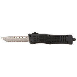 Steel River Knives MT616BRDAMT Spartan  Mini 2.75 OTF Tanto Plain Real Damascus4.25 Black Aluminum Zinc Alloy Handle