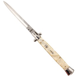 Steel River Knives CIMOPD Spartan  6 Italian Dagger Polished Blade 7 Mother of Pearl Synthetic Handle Side Open