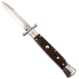 Steel River Knives SGSWP Spartan  3.9 Italian Bayonet Polished Blade 5.1 Snakewood Handle Side Open