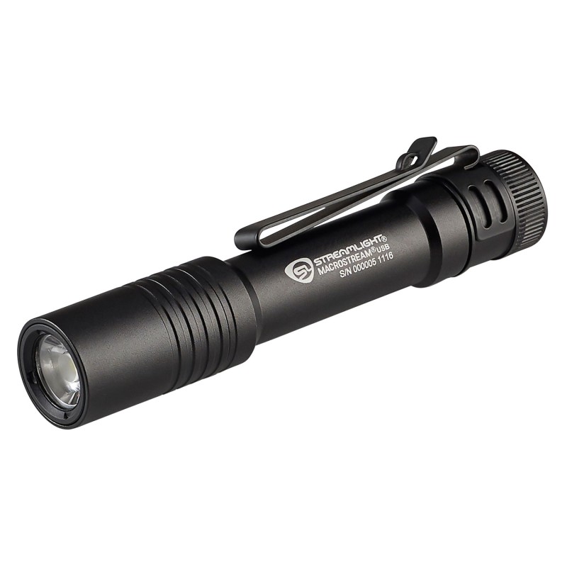 Streamlight 66320 Macrostream USB Everyday Carry Flashlight  Black Anodized 50500 Lumens  White LED