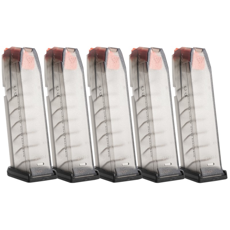 Strike Industries GMAG19X5   15rd Compatible w Glock 1926 Gen35 Translucent Smoke 5 Pack