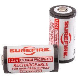 SureFire SFLFP123 CR123A Rechargeable 3V LiIon 1550 mAh 2 Pack