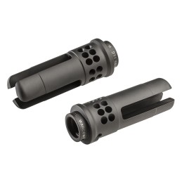 SureFire WARCOMP5561228 Warcomp QD Flash Hider 22 Cal 5.56mm 1228 tpi Open Tine 3Prong Ported Black Stainless Steel for ARM4Plat