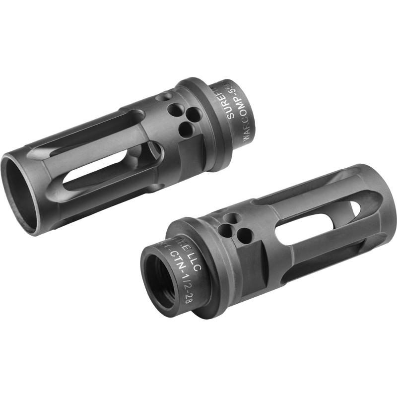 SureFire WARCOMP556CTN1228 Warcomp QD Flash Hider 22 Cal 5.56mm 1228 tpi Closed Tine 3Prong Ported Black Stainless Steel for ARM