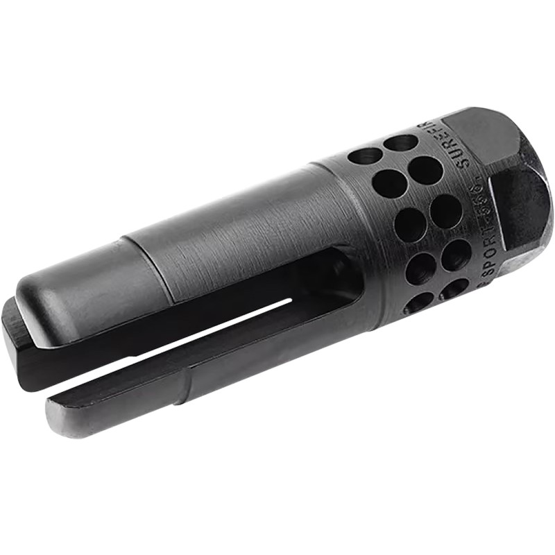 SureFire WARCOMPSPORT7625824 Warcomp Sport Flash Hider 30 Cal 7.62mm NATO 5824 tpi Open Tine 3Prong Ported Black Stainless Steel