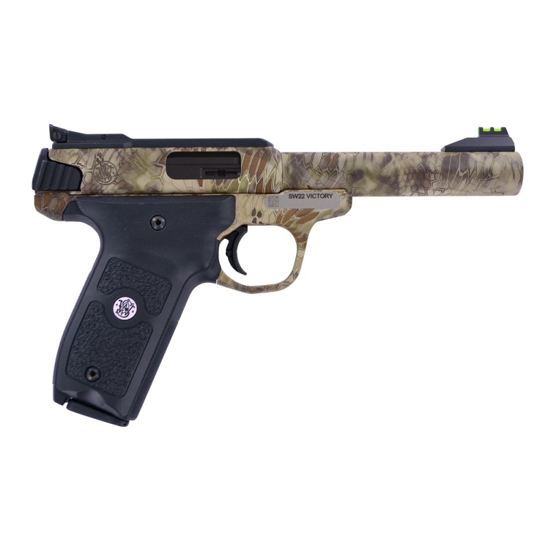 Smith  Wesson 10297 SW22 Victory Full Size Frame 22 LR 101 5.50 Kryptek Highlander Match Grade Steel Barrel  Frame Black Texture