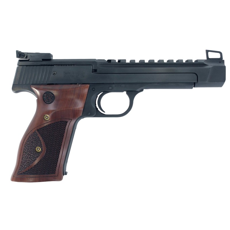 Smith  Wesson 178031 41 Performance Center Full Size Frame 22 LR 101 5.50 Blued Button RifledPicatinny Rail Barrel Blued Serrate