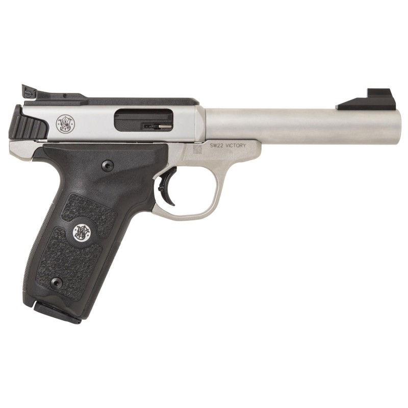 Smith  Wesson 11536 SW Victory Target MA Compliant 22 LR  5.50 Bull Barrel 101   Stainless Steel Barrel Slide   Frame Black Poly