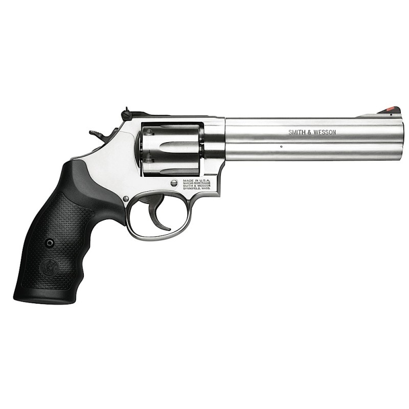 Smith  Wesson 164224 Model 686  357 Mag or 38 SW Spl P Stainless Steel 6 Barrel  6rd Cylinder Satin Stainless Steel LFrame  Red 