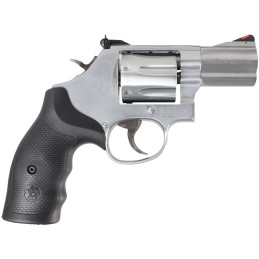 Smith  Wesson 164192 Model 686 Plus 357 Mag or 38 SW Spl P  Stainless Steel 2.50 Barrel 7 Shot Satin Stainless Steel LFrame Red 