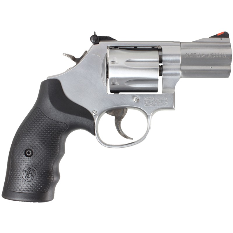 Smith  Wesson 164192 Model 686 Plus 357 Mag or 38 SW Spl P  Stainless Steel 2.50 Barrel 7 Shot Satin Stainless Steel LFrame Red 