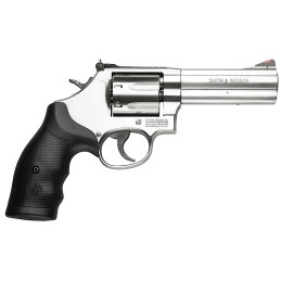 Smith  Wesson 164194 Model 686 Plus 357 Mag or 38 SW Spl P Stainless Steel 4.12 Barrel 7 Shot Satin Stainless Steel LFrame Red R