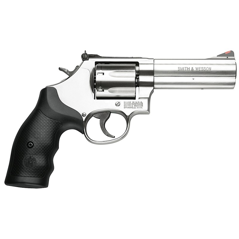 Smith  Wesson 164194 Model 686 Plus 357 Mag or 38 SW Spl P Stainless Steel 4.12 Barrel 7 Shot Satin Stainless Steel LFrame Red R