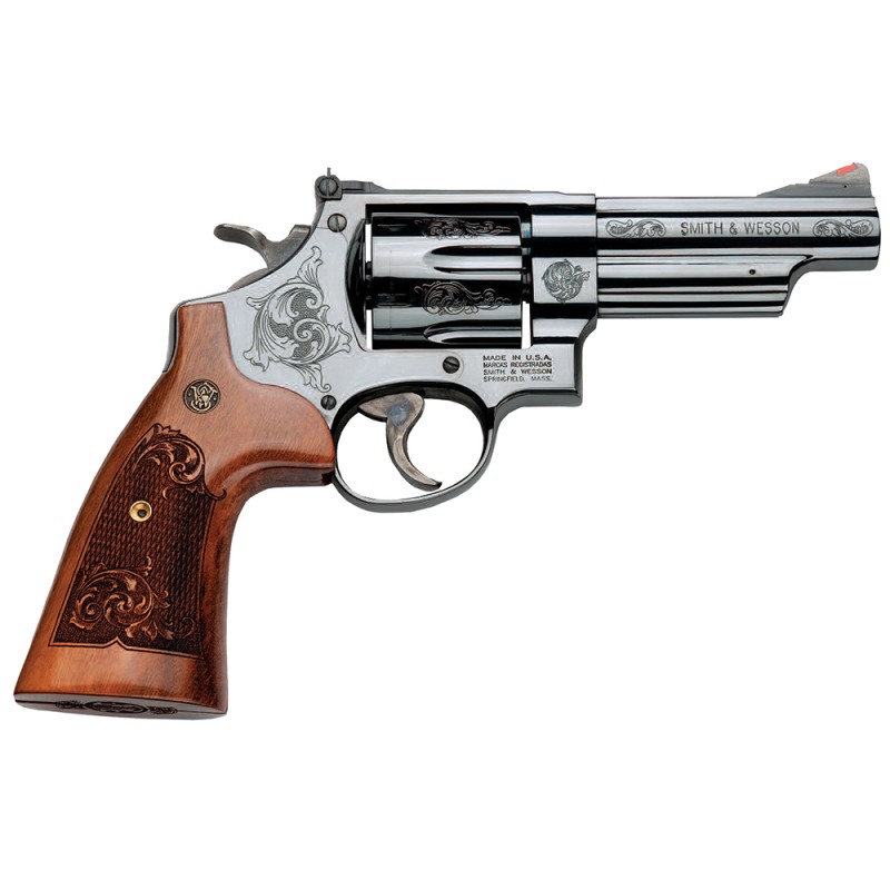 Smith  Wesson 150783 Model 29  44 Rem Mag or 44 SW Spl Machine Engraved Blued Carbon Steel 4 Barrel 6rd Cylinder  NFrame Wood En