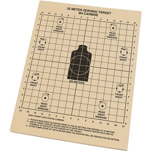 25m Zeroing Target Sheets 100
