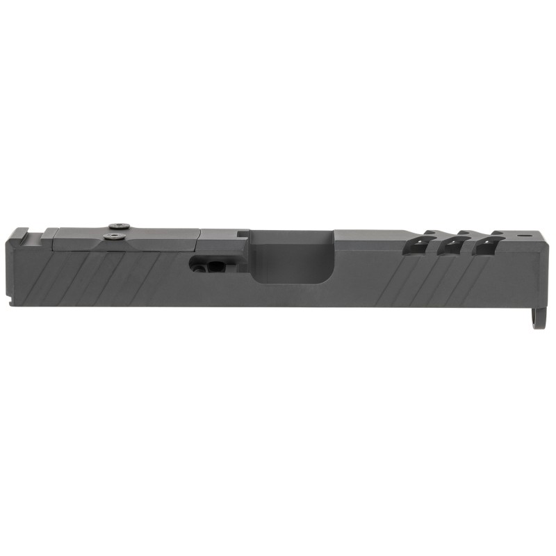 TacFire  Replacement Slide  9mm Luger Graphite Black Cerakote Stainless Steel with Optics Cut  Slide Ports for Glock 19 Gen3