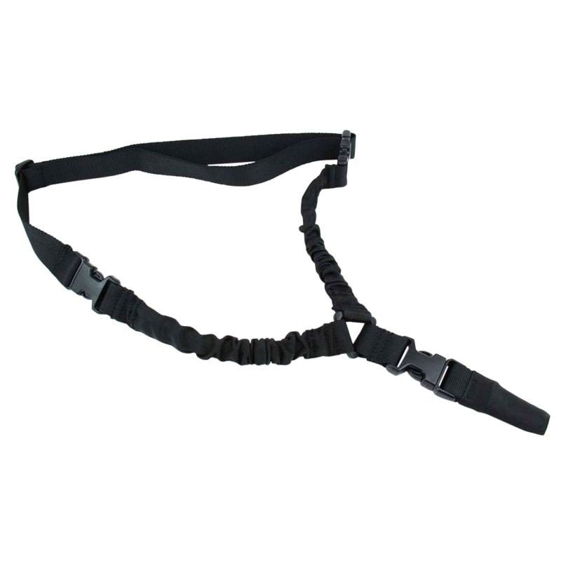 TacFire SL002B One Point Sling 3040 L Adjustable Double Bungee Black Nylon Webbing for Rifle