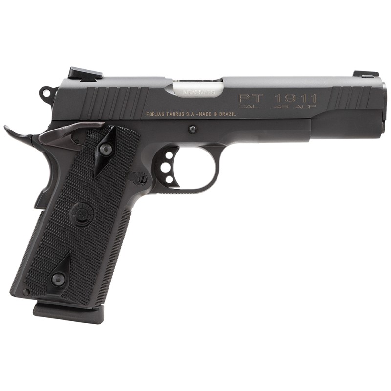 Taurus 1191101FS 1911  45 ACP 81 5 Barrel Overall Matte Black Finish Steel Beavertail Frame Serrated Slide Checkered Polymer Gri