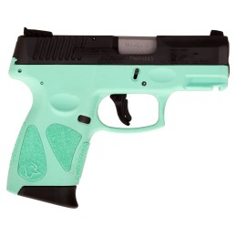 Taurus 1G2C93112C G2C  9mm Luger 121 3.26 Matte Stainless Barrel Black Carbon Steel Slide Cyan Polymer Frame  Grip Manual Safety