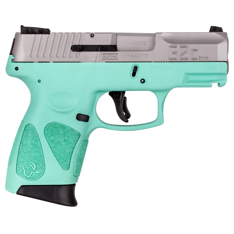 Taurus 1G2C93912C G2C  Compact 9mm Luger 121 3.26 Matte Stainless Barrel Matte Black Serrated Slide Cyan Polymer Frame wPicatinn