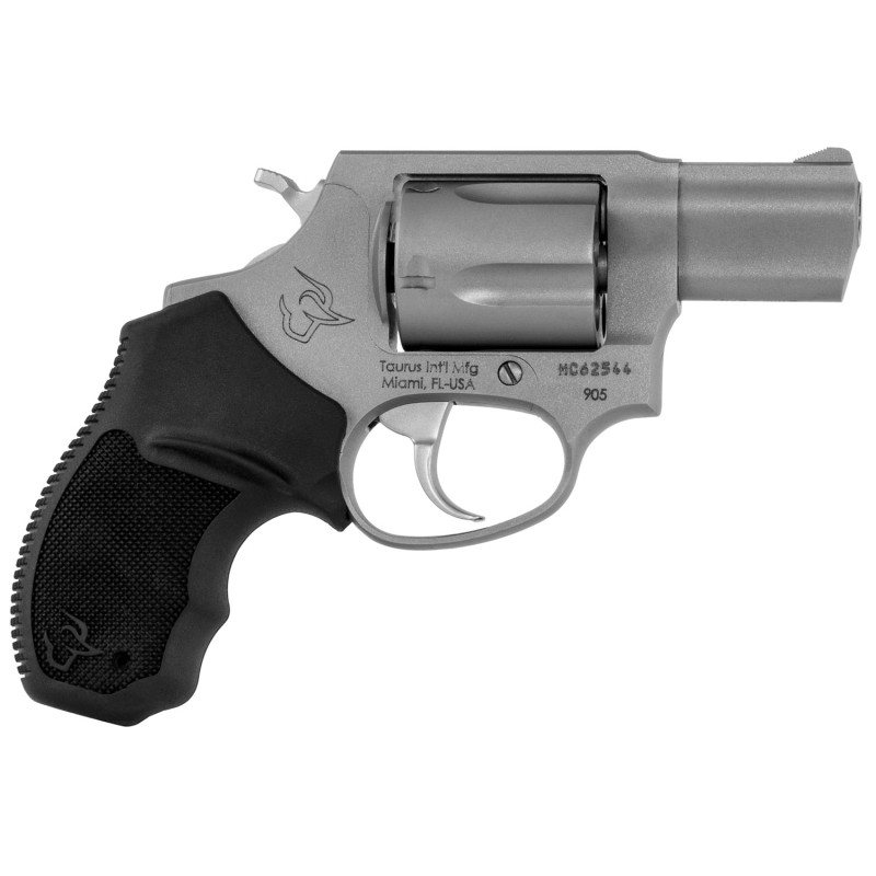 Taurus 2905029 905  9mm Luger Caliber with 2 Barrel 5rd Capacity Cylinder Overall Matte Finish Stainless Steel Finger Grooved Bl