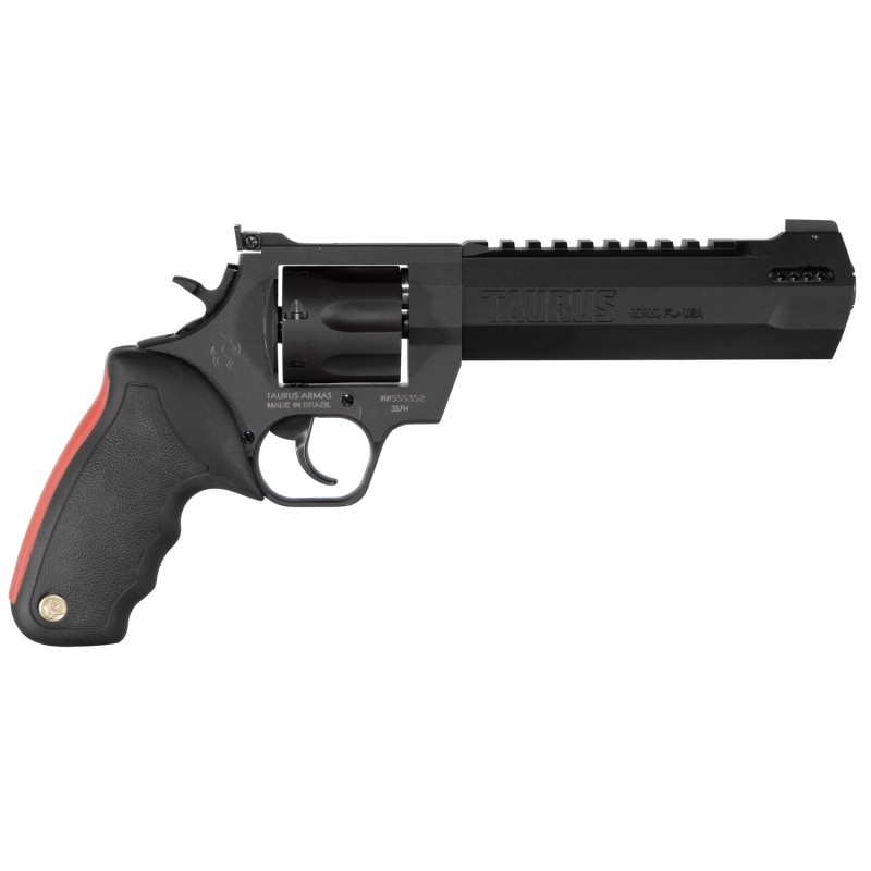 Taurus 2357061RH Raging Hunter  357 Mag 7rd 6.75 Matte Black Oxide Steel Black Rubber with Integrated Red Cushion Insert  Grip