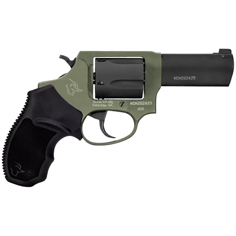 Taurus 260531F Defender 605  SADA 357 Mag38 Special P 5rd 3 Black BarrelCylinder Sniper Green Frame Black Hogue Rubber Grip Fixe