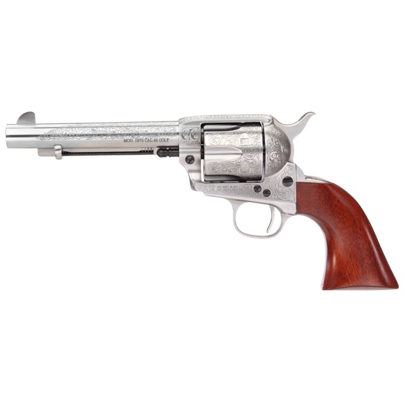 Taylors  Company 550929 1873 Cattleman 357 Mag Caliber with 5.50 Barrel 6rd Capacity Cylinder Overall White Floral Engraved Fini