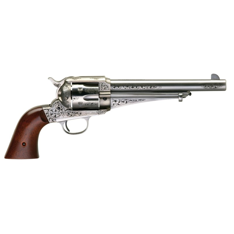 Taylors  Company 550382 1875 Army Outlaw 357 Mag Caliber with 7.50 Barrel 6rd Capacity Cylinder Overall White Engraved Finish St