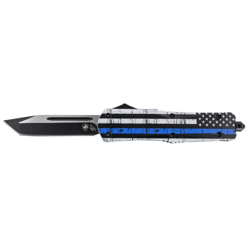 Templar Knife LBTB231 Back The Blue Gen II Large 3.50 OTF Tanto Plain Black 440C SS Blade BlueWhiteBlack Zinc Aluminum Alloy Han