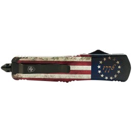 Templar Knife LBRF231 1776 Gen II Large 3.50 OTF Tanto Plain Black Oxide Stonewashed 440C SS Blade5.25 Betsy Ross Flag Aluminum 