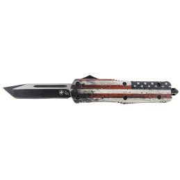 Templar Knife LWUS231 Wood US Flag Gen II Large 3.50 OTF Tanto Plain Black 440C SS Blade Painted Wood Grain US Flag Zinc Aluminu