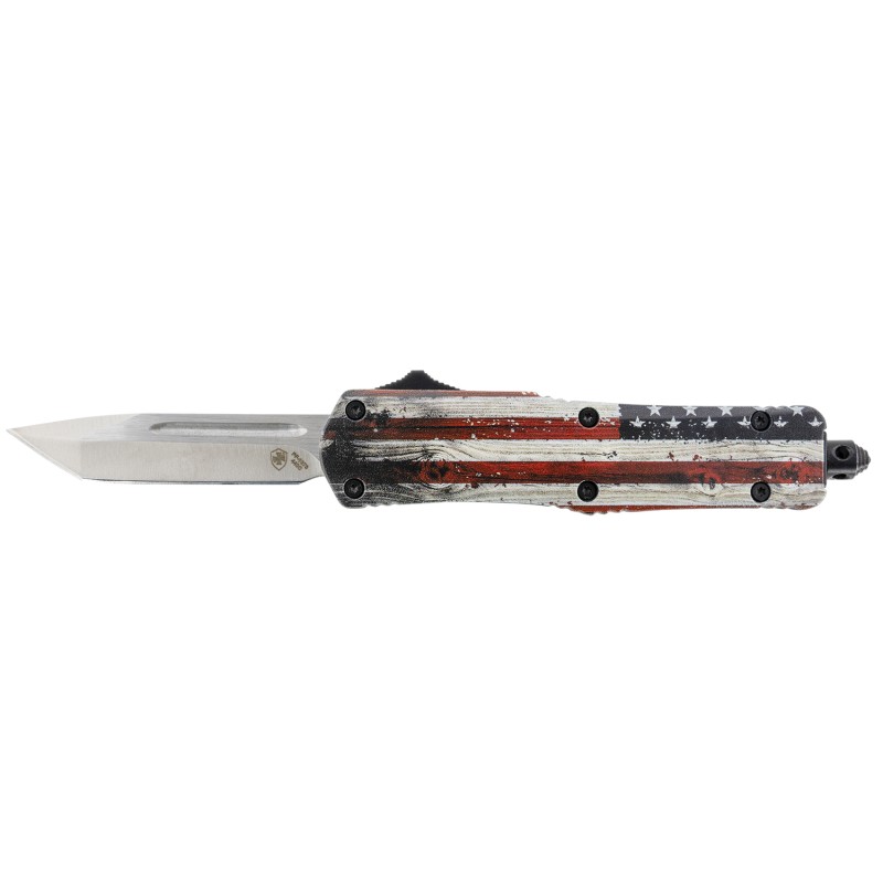 Templar Knife SWUS232 Wood US Flag Gen II Small 2.69 OTF Tanto Plain Powder Coated 440C SS Blade 4.31 Painted Wood Grain US Flag