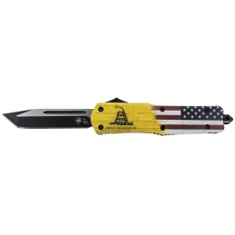 Templar Knife LDTOM231 Dont Tread on Me Gen II Large 3.50 OTF Tanto Plain Black 440C SS Blade RedWhiteBlueYellow Zinc Aluminum A