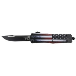 Templar Knife LUS331 US Flag Gen II Large 3.50 OTF Drop Point Plain Black Oxide Stonewashed 440C SS Blade 5.25 US Flag Aluminum 