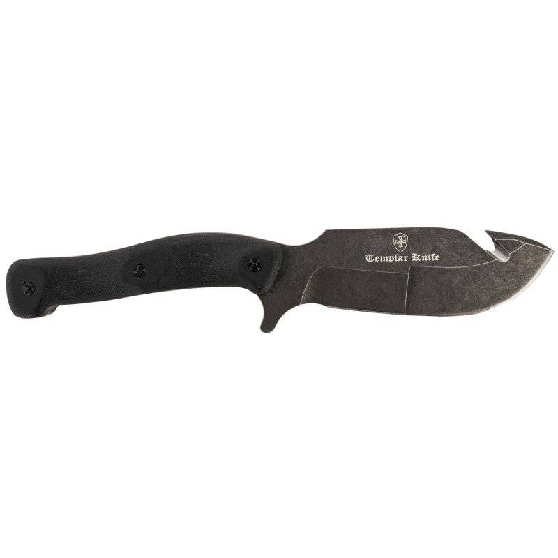 Templar Knife HBK321 Reagan Field Dressing 4.60 Fixed Gut Hook Plain Powder Coated D2 Steel Blade 4.55 Black G10 Handle