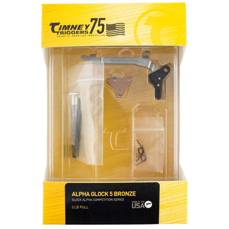 Timney Triggers ALPHAGLOCK5 Alpha Competition 9mm Luger40 SW22 LR Bronze Straight Trigger Compatible wGlock Gen5  Glock 44