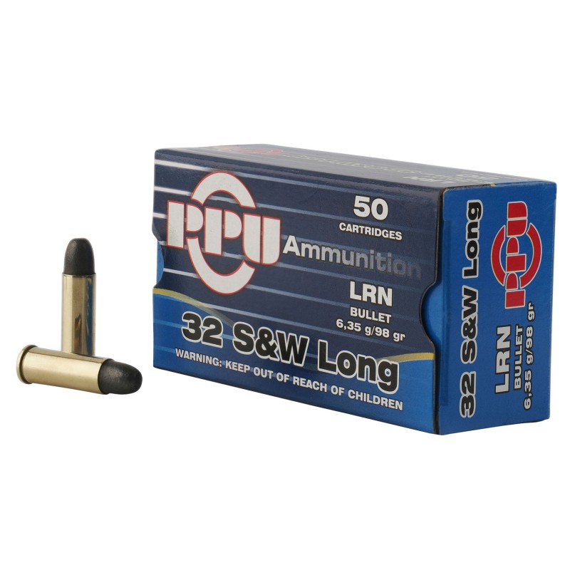 PPU PPH32SW Handgun  32 SW Long 98 gr Lead Round Nose 50 Per Box 10 Case