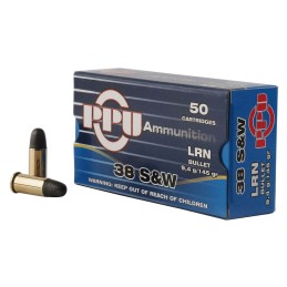 PPU PPH38SW Handgun  38 SW 145 gr Lead Round Nose 50 Per Box 20 Case