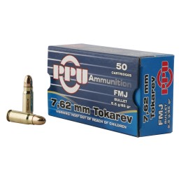 PPU PPH7TF Handgun  7.62x25mm Tokarev 85 gr Full Metal Jacket 50 Per Box 10 Case