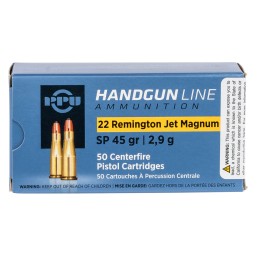 PPU PPH22RJ Handgun  22 Rem Jet Mag 45 gr Soft Point 50 Per Box 10 Case