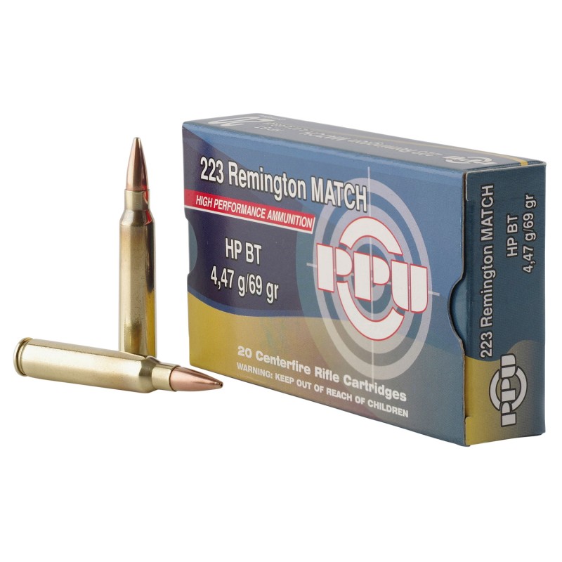 PPU PPM2231 Match  223 Rem 69 gr Hollow Point Boat Tail 20 Per Box 50 Case