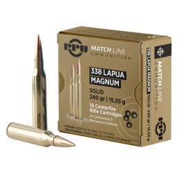 PPU PPM338 Match  338 Lapua Mag 240 gr Copper Solid 10 Per Box 20 Case